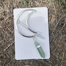 1 件装新月发夹水晶首饰蛋白石看起来像月光石首饰发饰女孩女士发夹女友礼物 - 彩色 - 查看 9