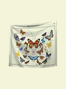 1pc Colorful Animal & Butterfly Pattern Textile Tapestry With 3 Wall Nails And 2 Clips, Printed Rectangle Home Wall Decor Hanging Cloth With Drape Feeling For Living Room, Bedroom, Kitchen - Multicolor - View 2