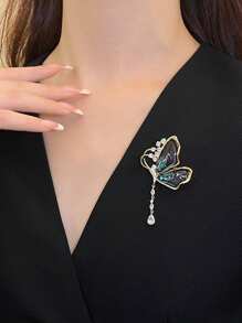 精美豪華的蝴蝶胸針,抗光設計,獨特時尚的女性西裝和服裝配飾 - 藍色 - 查看 4
