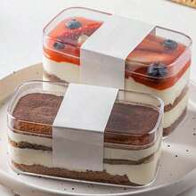 5pcs/Set 280ml Cake Packaging Box With Transparent Plastic Lid For Home Baking Or Desserts, Mousse, Milk Tea, Fruits, Cookies Packaging. - Clear - View 6