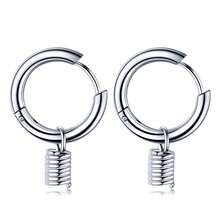 1pair Korean Version Fashionable Titanium Steel Earrings, Simple Hip Hop Rock Style, Versatile Daily Jewelry - Silver - View 1