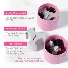 1pc Eyelash Glue Storage Container, Pink Sealing Extension Eyelash Glue Jar Storage Tank With Bottom Sealed Adhesive Stand Activated Storage For Eyelash Extension (Pink) - Pink - View 4