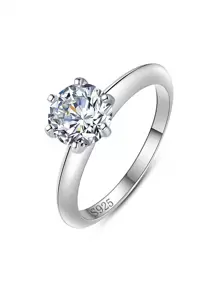 1pc Fashion Cubic Zirconia Decor Silver Ring For Women For Wedding Jewelry Engagement Bridal Jewelry - Silver - View 2