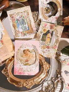 MOCARD 1 Book Of 100pcs Retro Texture Journaling Paper, Diy Scrapbooking Decoration Material, Creative Stationery For School(6 Patterns Delivered Randomly) - Green - View 4