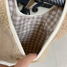 1個媽媽熊頭羊毛仿皮革嬰兒尿布包,北歐風格,適用於日常使用 - 卡其色 - 查看 4