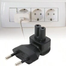 European Plug To Iec320 C7 Power Adapter Converter With 5 European Plugs To Iec320 C7 Socket Power Plug Angle Plug For Desk Lamp, Speaker, Lcd Monitor - Black - View 6