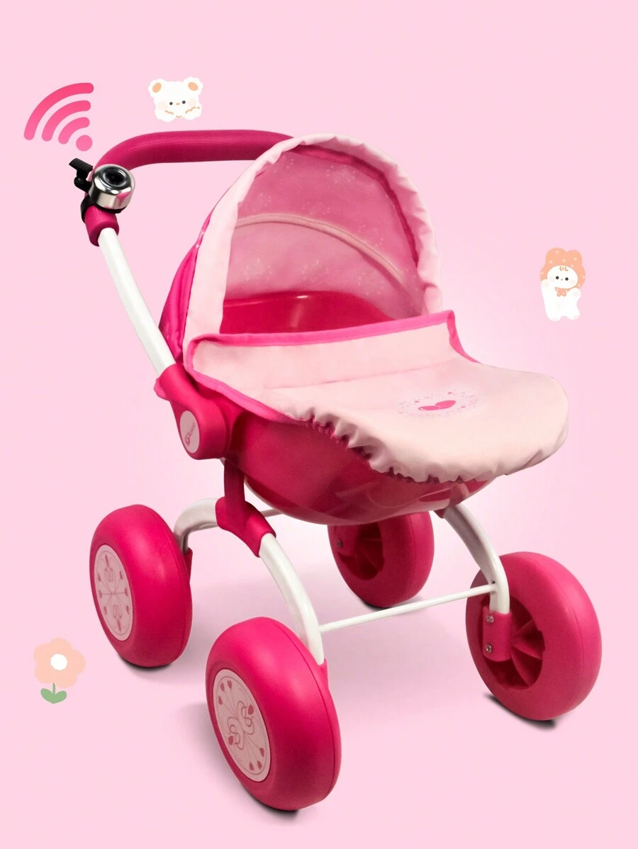 Anivia嬰兒娃娃推車,3歲女童玩具嬰兒推車,易於折疊收藏和旅行,適用於娃娃、毛絨玩具和填充動物,兒童3+年齡的假裝遊戲 - 粉色 - 查看 1