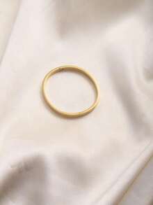 1pc All-Match Women's Gold-Tone Geometric & Flower Design Titanium Steel Bangle Bracelet - Gold - View 3