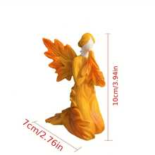 樹脂跪姿天使雕像,帶楓葉,適用於秋季花園庭院裝飾 - 跪地天使 - 查看 3