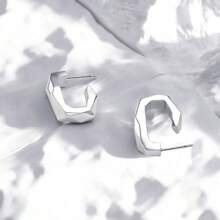 女士幾何設計耳釘,2022 年新款簡約純銀耳釘,風格不尋常,具有高級美感 - 幾何 - 查看 1