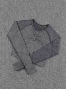 Women's Washed Tie-Dye Tracksuit Women Set - Black - View 5