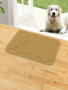 1個純色假卡仕米爾十字花錦織地墊,38x58cm（14.96x22.83英寸）,短絨柔軟舒適,機洗絨毛,防滑,吸水,在浴室,臥室,客廳,廚房,門口等地方都適用 - 十字花米色 - 查看 3