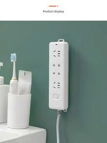 2pcs Power Strip Holder, Power Cord Organizer, Traceless Wall-Mounted Plug Hook, Debris Storage Rack - White - View 9