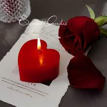 情人節愛情香氛蠟燭（玫瑰香）,心型蠟燭婚禮告白生日香氛情人節禮物 - 粉色 - 查看 10