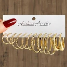 VKME 波西米亞風格優雅多件女性卡牌裝高級耳環套裝 - 金黃色 - 查看 34