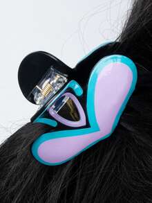 多色情人節心形印花夾子,耐滑牢固夾髮夾,女士女孩適用的造型配件,適用於薄和厚髮,適合在情人節送禮物 - 彩色 - 查看 5