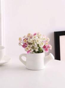 1pc PP Decorated Flower Vase, Multi-Functional Vase For Succulent Plants And Flower Arrangement, Anti-Fall Design, Simulated Flower Vase, Non-Distorted And Non-Fading, Small Vase For Office, Dining Table, And Balcony. - H - View 1
