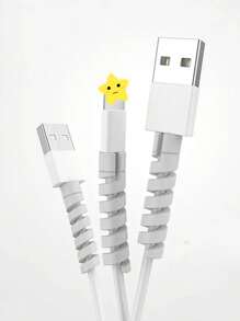 Bộ 12 vỏ bảo vệ cáp dữ liệu sạc xoắn ốc Bộ bảo vệ cáp, Bộ bảo vệ bộ sạc - Xanh và trắng - Xem 3