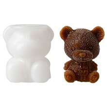 3D Bear Ice Cube Mold Soap Candle Chocolate Candy Mold Cute Moulds For Cocktails Bourbon & Homemade Juice - White - View 5