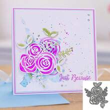 1 Piece Of Rose Background, Carbon Steel Metal Embossed Paper Cutting Blade Mold, Fresh Style, DIY Scrapbook Photo Album Decorative Embossing Tool - Silver - View 1