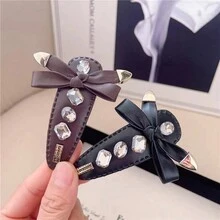 1入女士多色鑲鑽蝴蝶結pu皮時尚髮夾,適合日常佩戴 - 彩色 - 查看 6