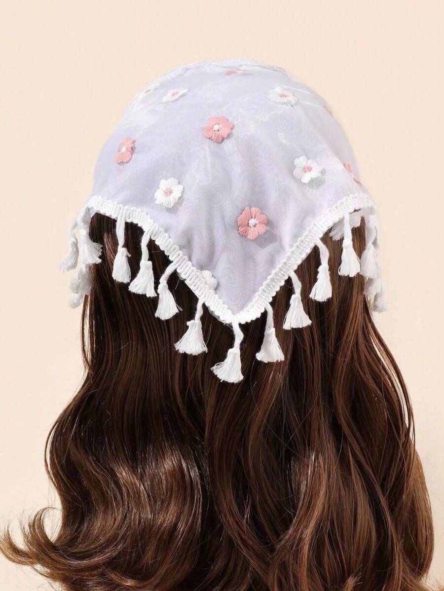 1pc Fashionable Floral & Tassel Bandana Headband - Multicolor - View 1