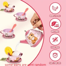 1套少年玩具仿真食品,甜點蛋糕,咖啡休息時間,下午茶玩具禮盒套裝,含貓頭銜茶具套裝,甜點和手提箱,茶具,錫製茶會玩具禮盒,學習造型和顏色的玩具禮物 - 粉色 - 查看 3