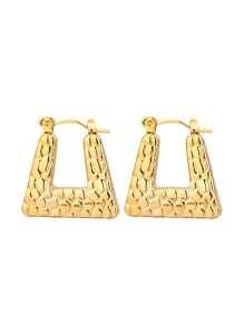 1 Pair Fashionable Geometric Stainless Steel Earrings, Suitable For Women's Daily Wear Or Stylish Commute