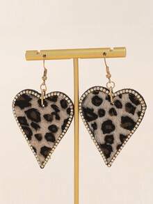 1個女士情人節豹紋皮革心形時尚耳環 - 豹紋款 - 查看 5