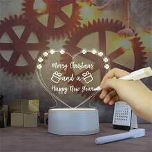 【空白心形設計】1套多功能空白心形亞克力透明便條板,可照亮的訊息板,可擦除家庭/幼兒園提醒板帶筆,適用於兒童/節日/女友禮物。裝飾夜燈。 - 彩色 - 查看 4