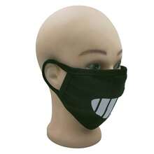 1pc Black Cute Cartoon Expression Face Mask, Reusable, Winter Daily Use Face Protection, Warm Dust Mask, Outdoor Cycling Mask - R Type - View 3