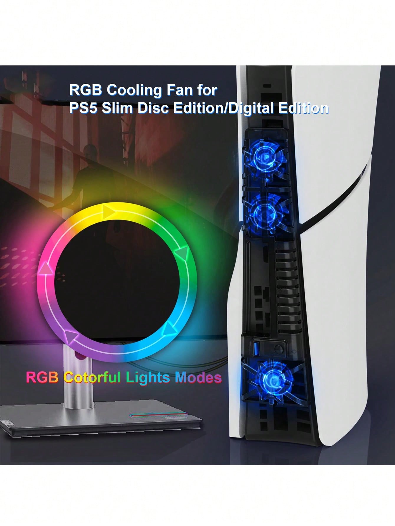 Cooling Fan For Ps5 Slim Console, Rear Fan With Rgb Light For Ps5 Slim Gaming Console SHEIN USA