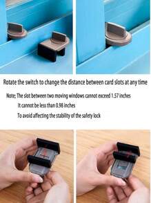 1pc Window Restrictor, Sliding Door Lock, Window Screen Fastener, No Drill Door Lock, Child Proof Safety Lock - Khaki - View 4