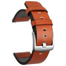 PU Leather Bracelet Compatible With Samsung Galaxy Watch 3 Active 2 Smart Watch Accessories Gear S3 Watch Strap 18mm 20mm 22mm 24mm Fashion Watchband - Orange Belt Silver Buckle - View 13