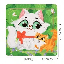 1入組9塊木製拼圖玩具,適用於兒童早期教育和智力發展,不同年齡段有不同的圖案(詳情請參見視頻) - 彩色 - 查看 3