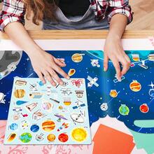 1 套可重複使用貼紙書,太空主題便攜式果凍貼紙書,適合男孩女孩,學習旅行貼紙活動忙碌書,適合家長老師 - 彩色 - 查看 5