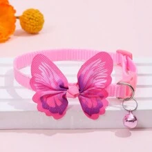 1 Stück Pink Schmetterling Haustierhalsband, Verstellbares Glocken Halsband Für Katzen Und Hunde, Geeignet Für Kleine Haustiere