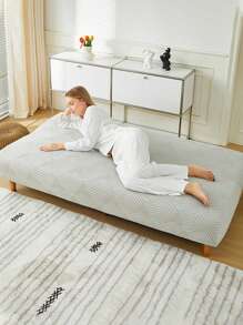 1 pieza Funda de sofá cama acolchada y gruesa de jacquard sin brazos, funda de sofá cama plegable, funda de asiento de autocaravana, protector de sofá sin brazos de fibra de poliéster de cobertura total elástica, extraíble y lavable, para todas las estaciones - Gris Claro - Ver 3