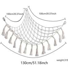 1pc Boho Stuffed Animals Net Or Hammock, Storage Corner Hanging Net Holder, Mesh Hammock Plush Toy Organizer With Tassel & Hooks For Bedroom Decor - Beige - View 2