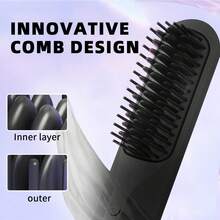 无线便携式快速加热直发梳，极具吸引力，不伤头发，适合工作、旅行和聚会 - 黑色 - 查看 5