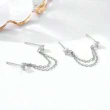 1 Stück doppelohriges S925 Silber Ins Design Ohrkettenquaste Ohrring mit Einbettung für den täglichen Gebrauch von Frauen, europäischer und amerikanischer Stil im Urlaub