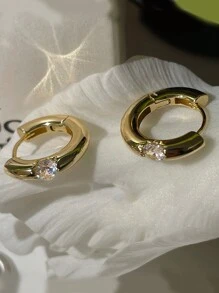 1對銀色小巧且獨特設計的豪華精緻圓和鋯石耳環女士禮物