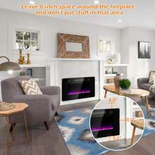Recessed Ultra Thin Electric Fireplace Heater With Glass Appearance - 黑色 - 查看 8