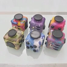 1pc Stress Relief Cube & Magic Cube With Handle, Galaxy Patterned Fidget Cube, Random Color - Multicolor - View 4