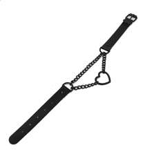 Women Gothic Heart Choker Necklace Black Red Necklace Pendant PU Leather Collar Chains Maid Punk Cosplay Jewelry Gift - Black - View 3