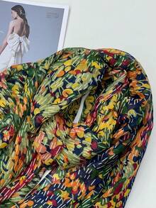 1條簡約印花長圍巾,防曬絲質圍巾,時尚沙灘披肩,女士時尚圍巾,春夏新品 - 綠色 - 查看 7