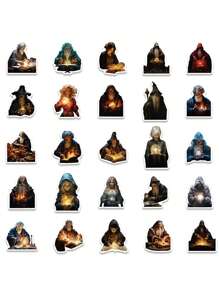50pcs Wizard Themed Stickers For Diy Waterproof Luggage, Laptop, Ipad, Phone Case Decoration - Multicolor - View 6