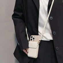 Apple Iphone 15 Promax 手機殼、15 Plus 保護殼、14 Promax 斜背包、13 Promax 卡皮夾、12 女士時尚手提包、11 Promax 簡約手提包、防震防丟失手機殼帶手腕/頸帶、pu 皮革圖案、高端、多功能 - 黑色 - 查看 11