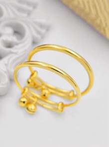 2入組寶寶金鍍可調節手鐲,裝飾男女小孩的配飾,適用於生日禮物和日常佩戴