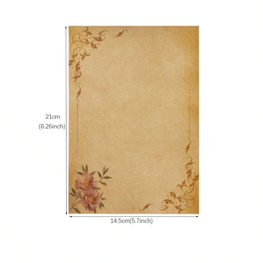 8 Sheets Vintage Kraft Paper, Letter Writing Papers A5 Design For Thank